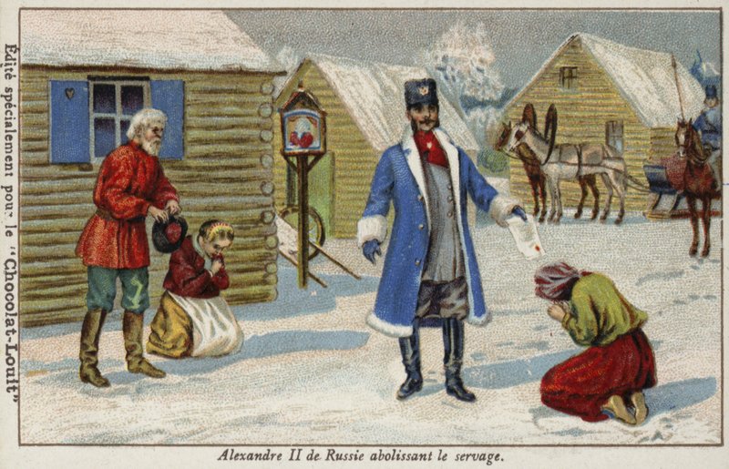 Lo zar Alessandro II di Russia abolisce la servitù della gleba da French School