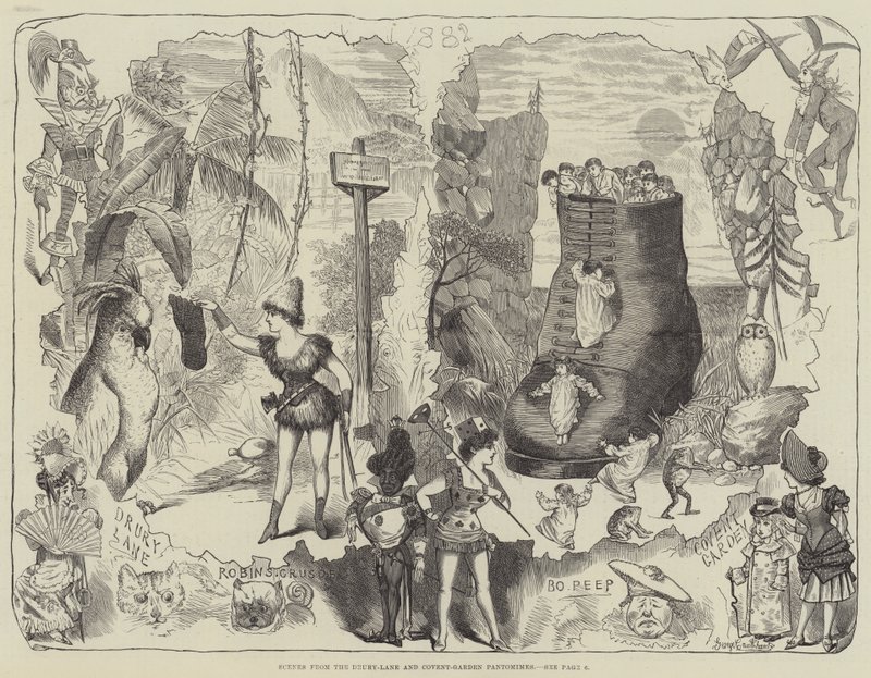 Scene dai pantomimi di Drury-Lane e Covent-Garden da George Cruikshank