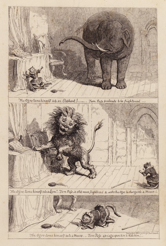 Il gatto con gli stivali (incisione) da George (after) Cruikshank