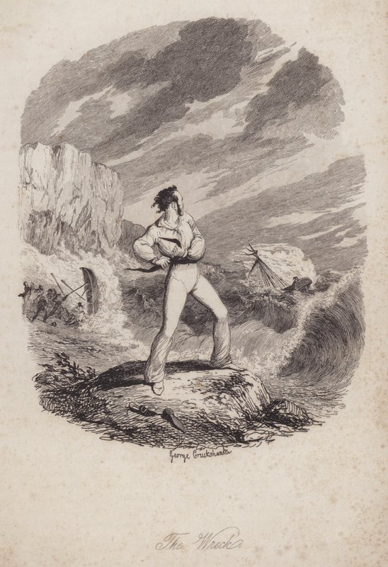 Il naufragio (incisione) da George (after) Cruikshank