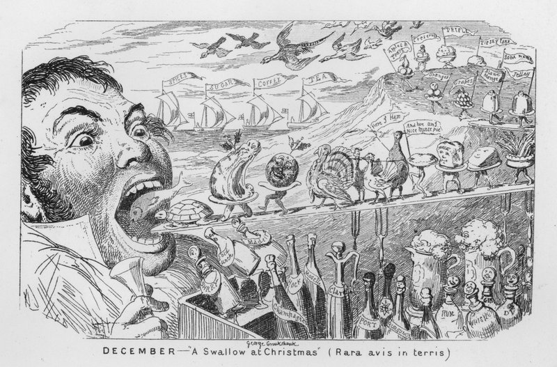 Dicembre, Una rondine a Natale (incisione) da George Cruikshank