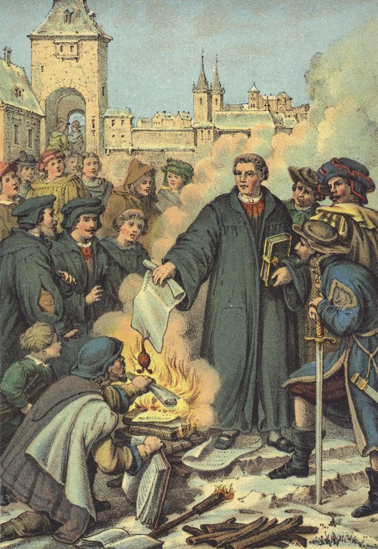 Lutero brucia le bolle papali, Wittenberg, 10 dicembre 1520 da German School