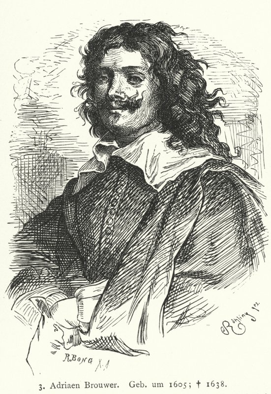 Adriaen Brouwer, pittore barocco fiammingo (incisione) da German School