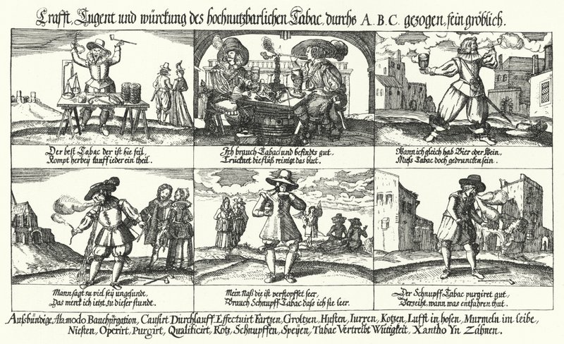 Cartone animato sul tabacco e il fumo della pipa da German School