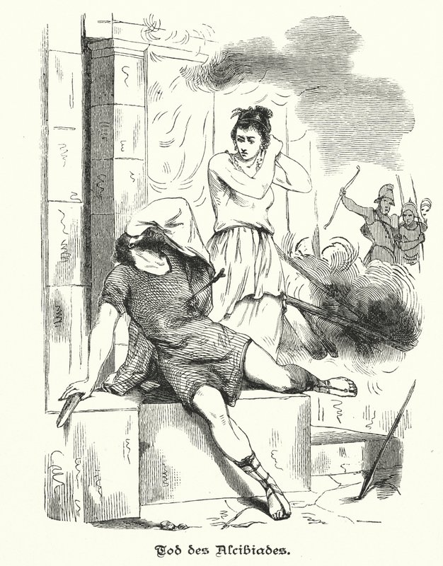 La morte di Alcibiade, 404 a.C. (incisione) da German School