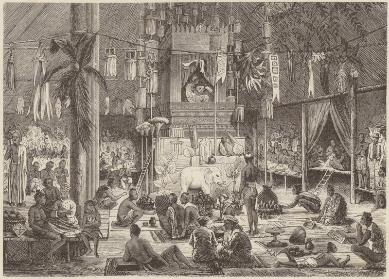 Festa in una pagoda (incisione) da German School