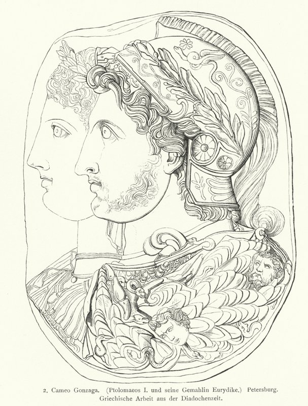 Cammeo Gonzaga, antico gemma greca incisa (incisione) da German School
