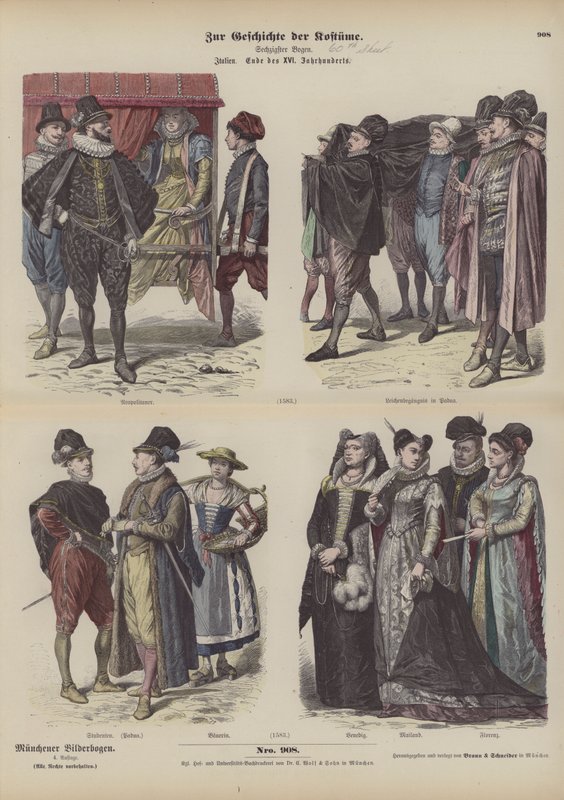 Costumi italiani, fine XVI secolo (incisione colorata) da German School