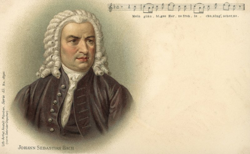 Johann Sebastian Bach (litografia a colori) da German School