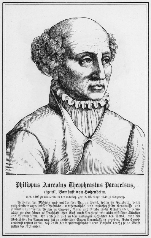 Philippus Aureolus Theophrastus Paracelsus (incisione) da German School