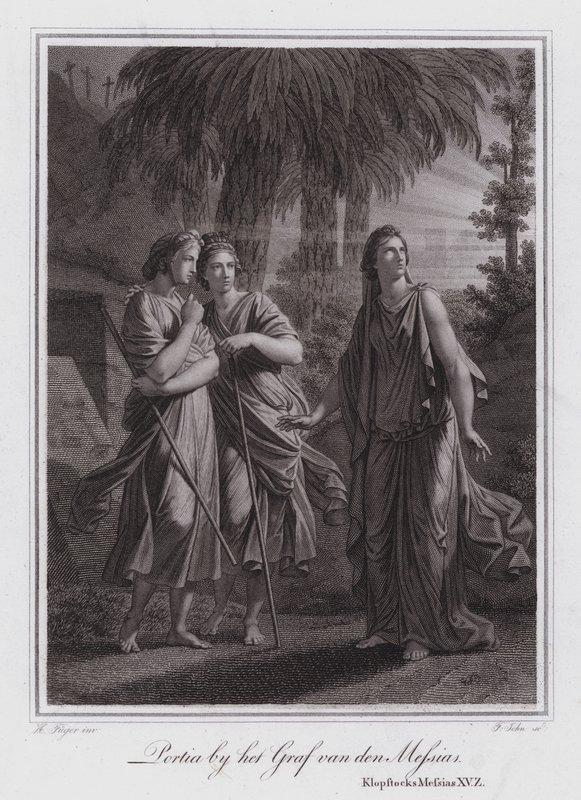 Portia alla tomba di Cristo (incisione) da German School