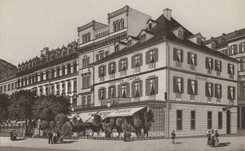 Teatro Cafe, Goldner Schild (litografia) da German School
