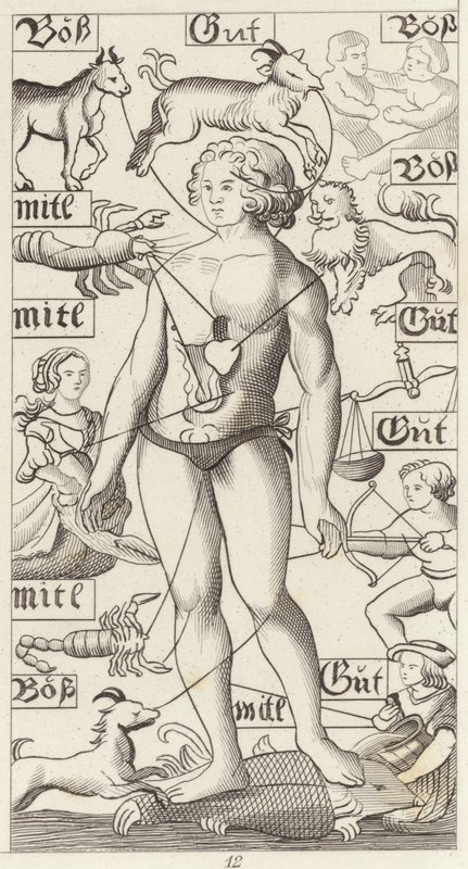 Uomo dello zodiaco. Illustrazione per Bilder-Atlas da German School