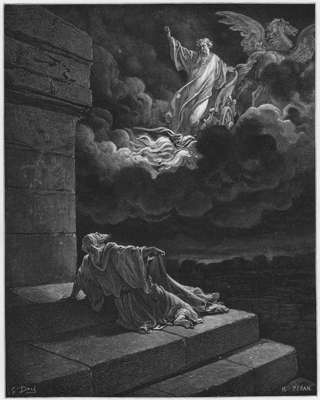 Elia portato in cielo su un carro di fuoco da Gustave Dore
