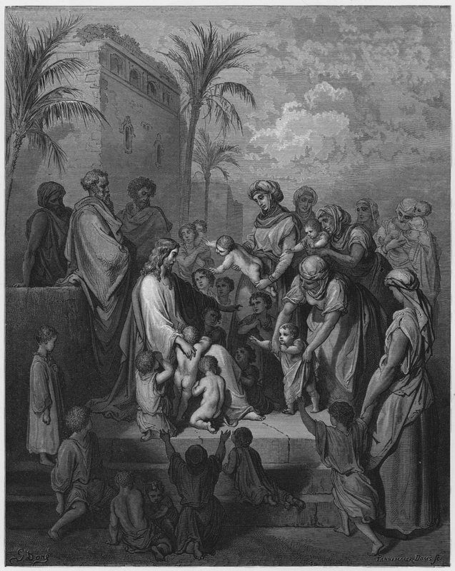 Gesù benedice i bambini da Gustave Dore