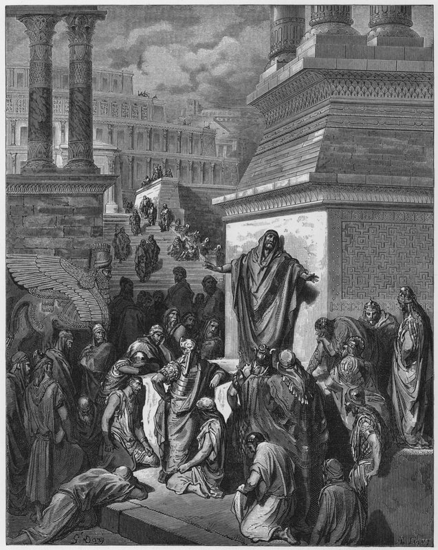 Giona predica ai Niniviti da Gustave Dore
