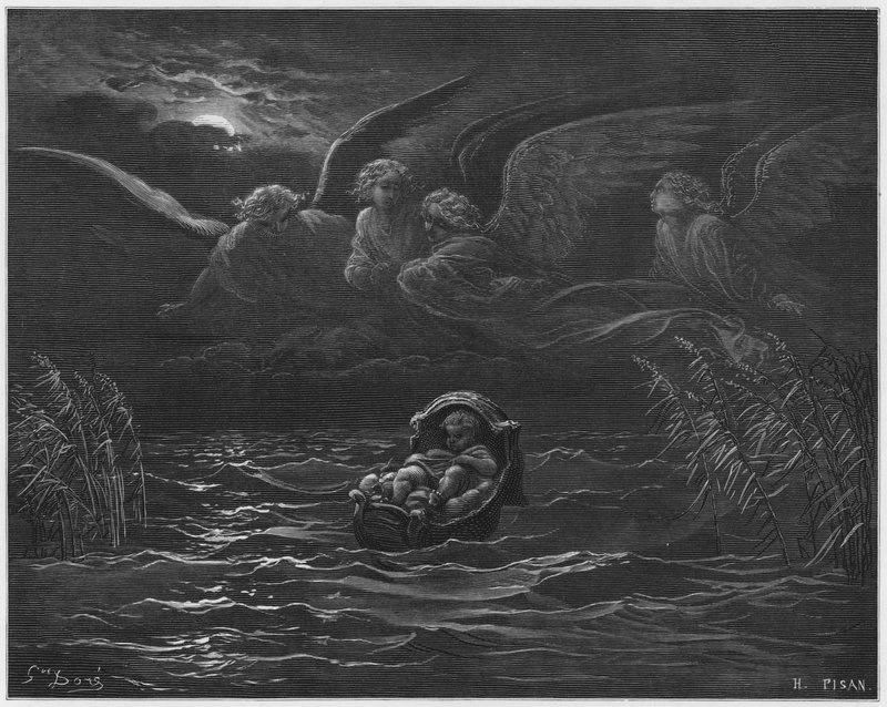 Il bambino Mosè sul Nilo da Gustave Dore