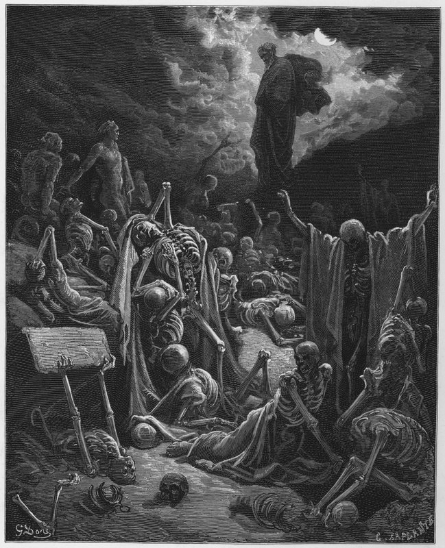 La visione della valle delle ossa secche da Gustave Dore