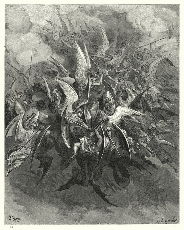 Illustrazione di Gustave Doré per Il Paradiso Perduto di Milton, Libro VI, versi 207-209 da Gustave Dore