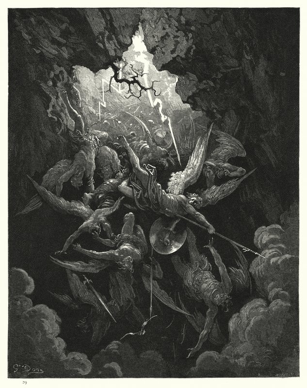 Illustrazione di Gustave Doré per Il Paradiso Perduto di Milton, Libro VI, versi 874, 875 da Gustave Dore