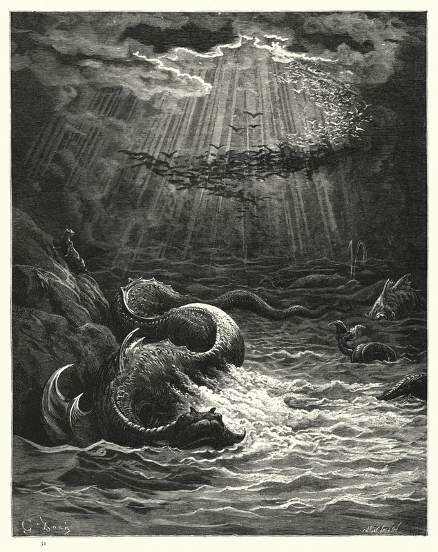 Illustrazione di Gustave Doré per Il Paradiso Perduto di Milton, Libro VII, versi 387-389 da Gustave Dore