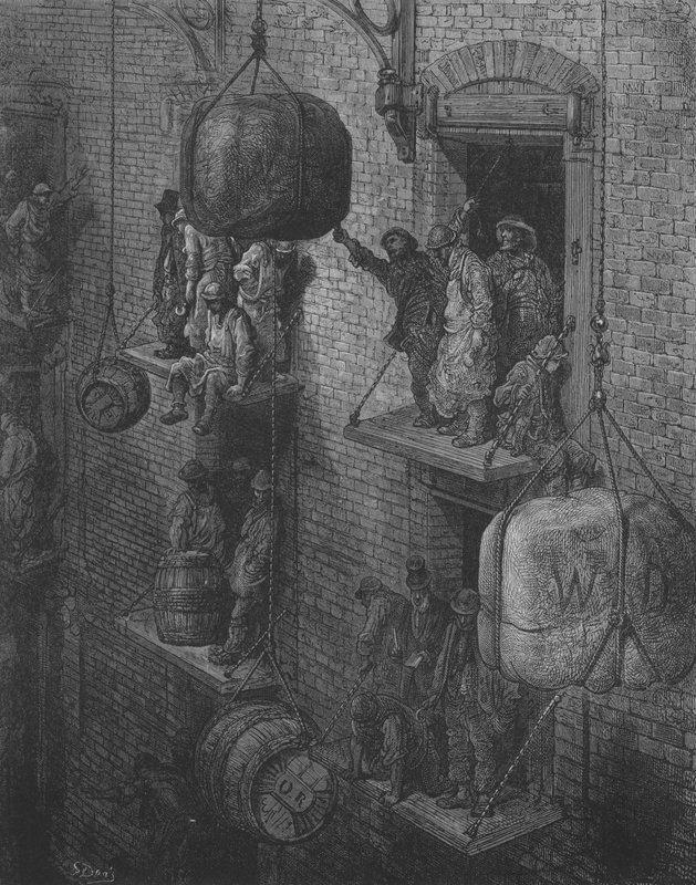 Casa commerciale nella città da Gustave after Dore