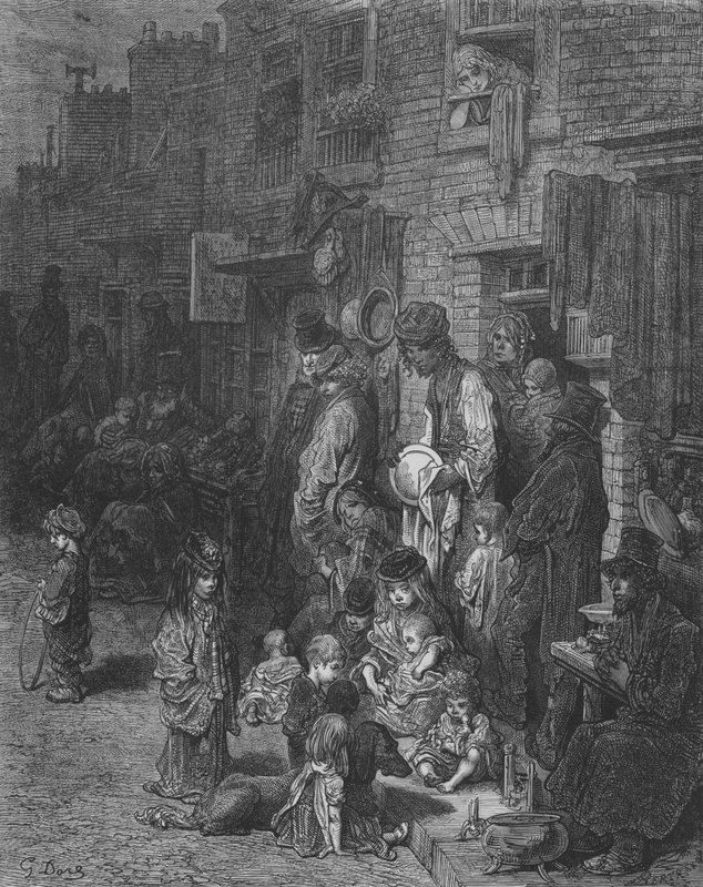 Una Strada a Whitechapel da Gustave after Dore