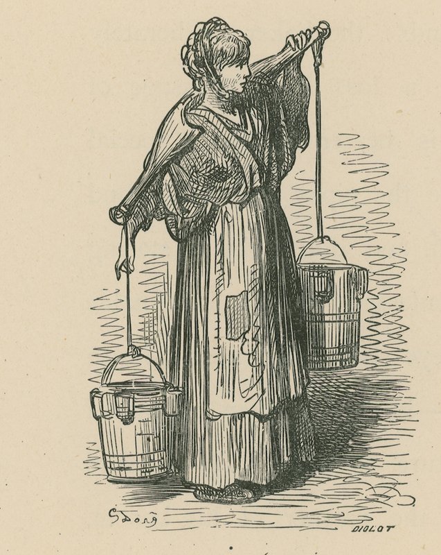 Una donna che porta due secchi da Gustave Dore