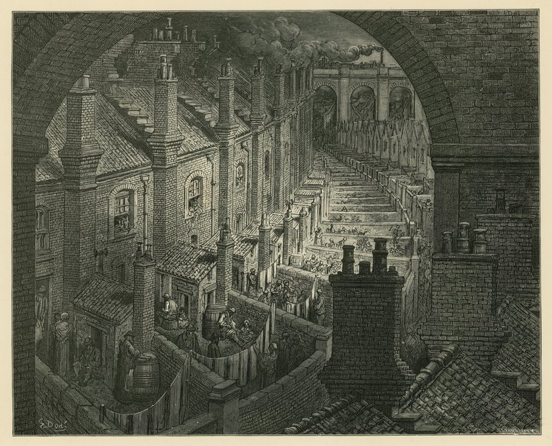 Sopra Londra in treno da Gustave Dore