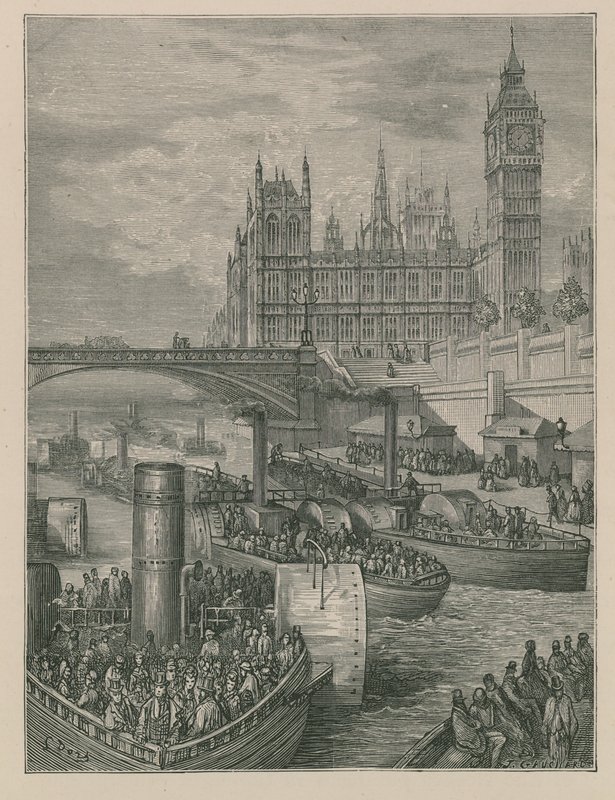 Scale di Westminster - Partenza dei piroscafi da Gustave Dore