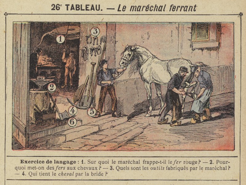 Il maniscalco (litografia a colori) da Gustave Fraipont