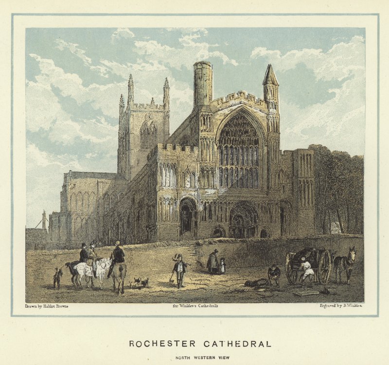 Cattedrale di Rochester, vista nord-ovest da Hablot Knight Browne