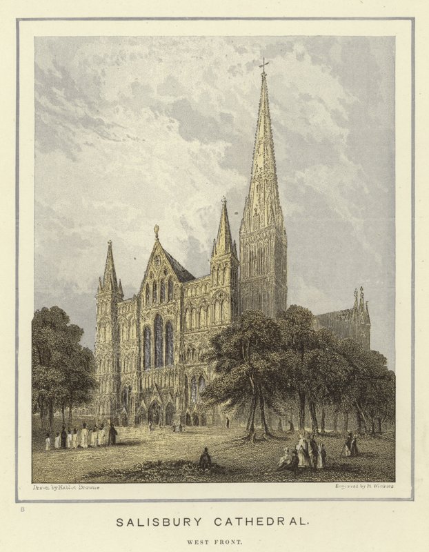 Cattedrale di Salisbury, facciata ovest da Hablot Knight Browne