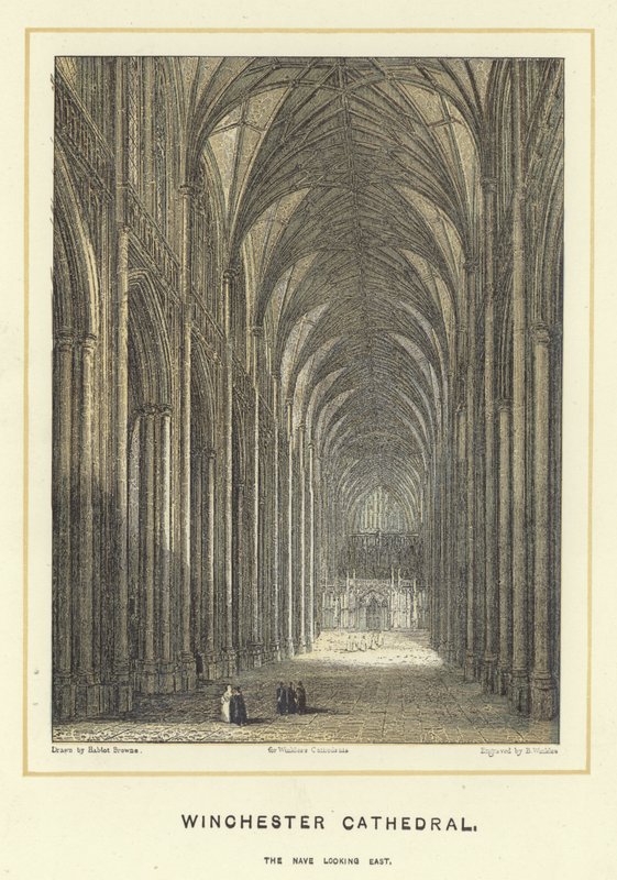 Cattedrale di Winchester, la navata che guarda a est da Hablot Knight Browne