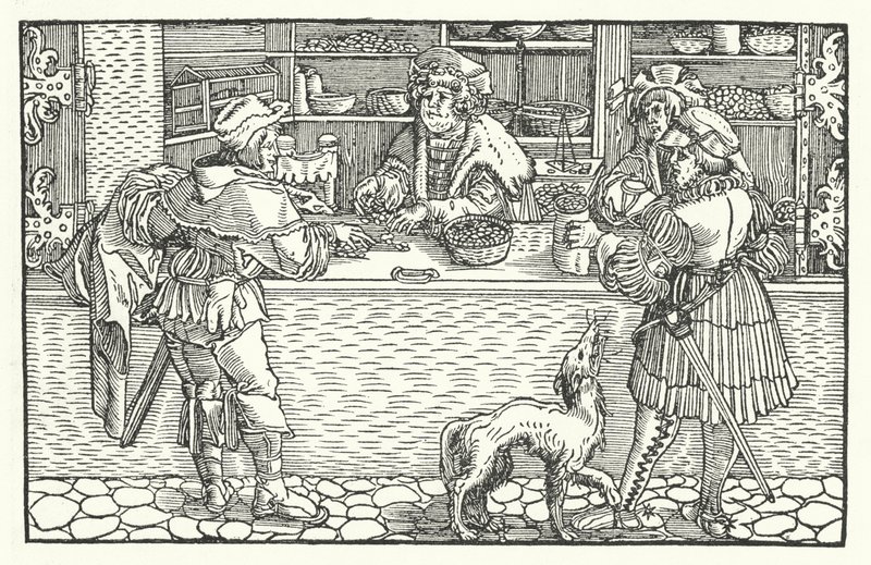 Il cambiavalute (incisione) da Hans (after) Burgkmair