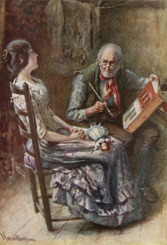 Bertha e suo padre (litografia a colori) da Harold Copping