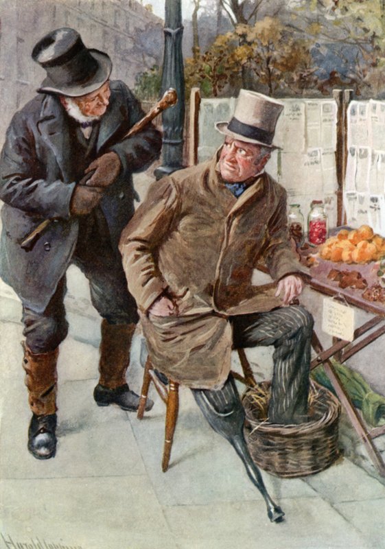 Mr. Boffin e Silas Wegg (litografia a colori) da Harold Copping