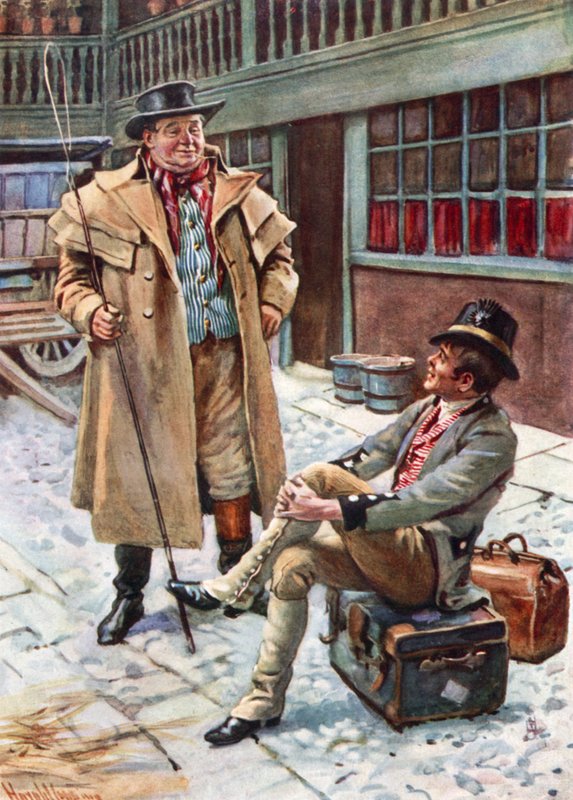 Sam Weller e suo Padre (litografia a colori) da Harold Copping