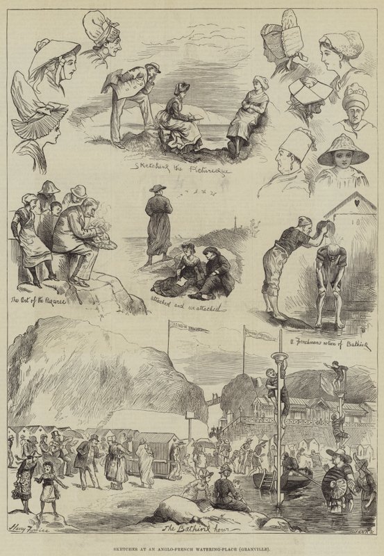 Schizzi in una Località Balneare Anglo-Francese, Granville da Harry Furniss