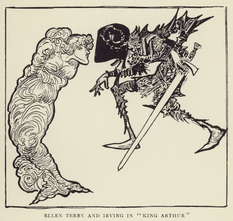 Ellen Terry e Irving in Re Artù da Harry Furniss