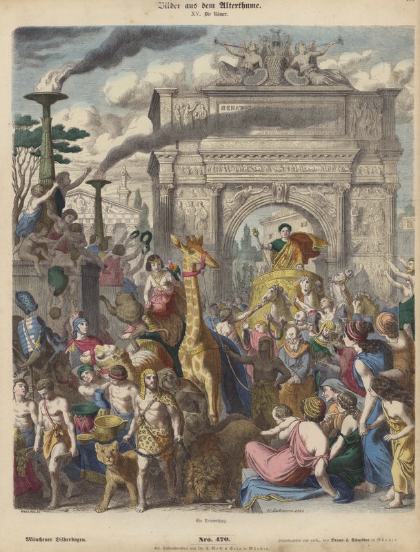 Un trionfo romano (incisione colorata) da Heinrich Leutemann