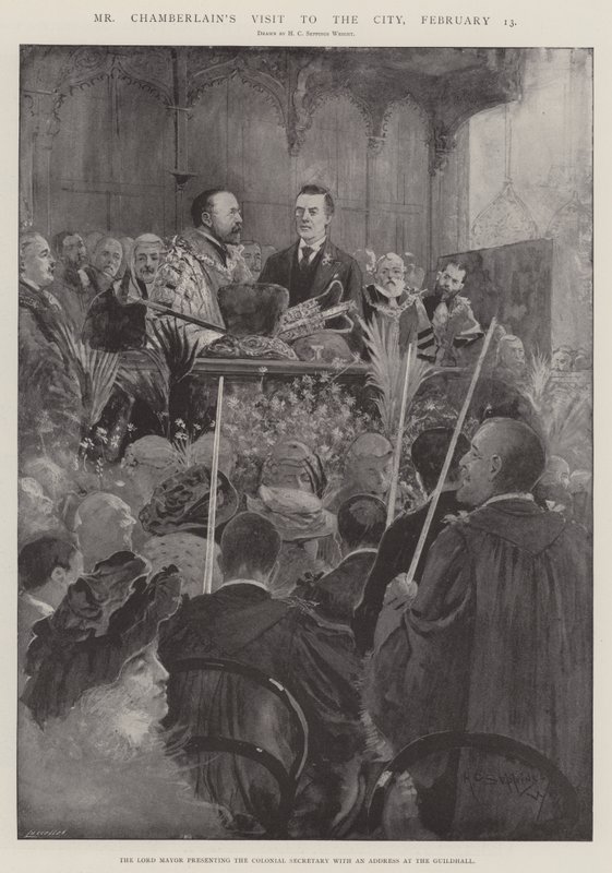 Visita del signor Chamberlain alla città, 13 febbraio da Henry Charles Seppings Wright