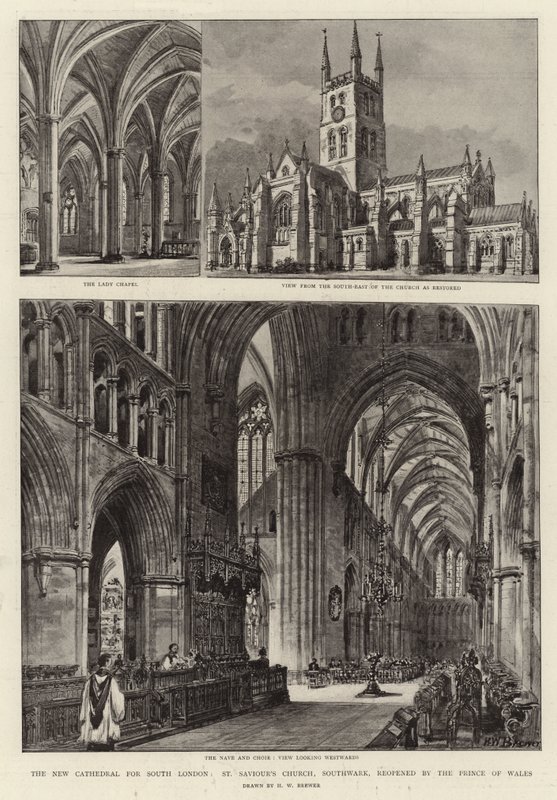 La nuova cattedrale per il sud di Londra, Chiesa di San Salvatore, Southwark, riaperta dal Principe di Galles da Henry William Brewer