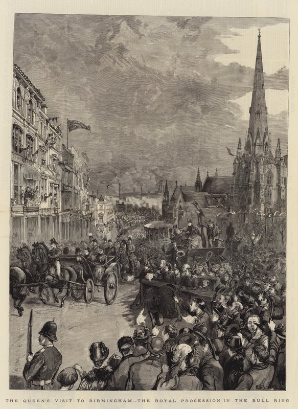 La visita della Regina a Birmingham, il corteo reale nel Bull Ring da Henry William Brewer