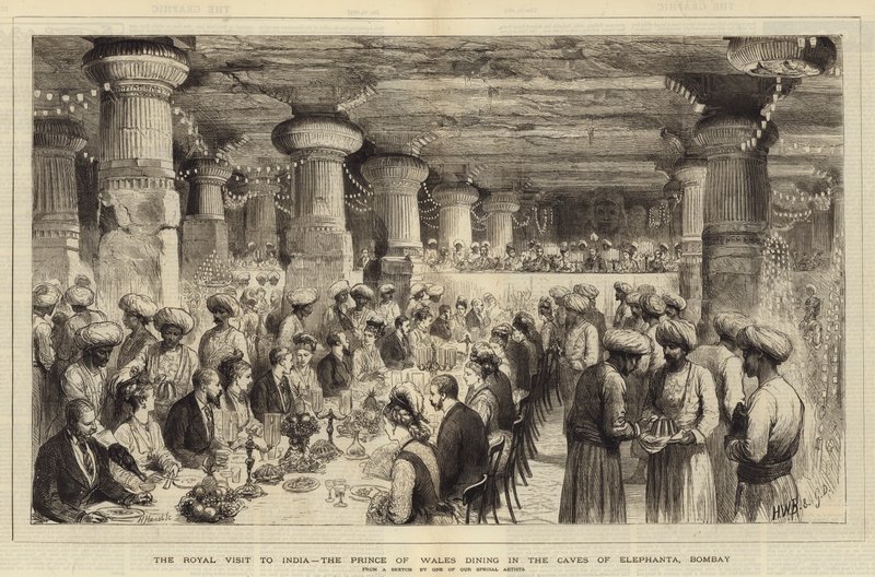 La visita reale in India, il Principe di Galles cena nelle Grotte di Elephanta, Bombay da Henry William Brewer