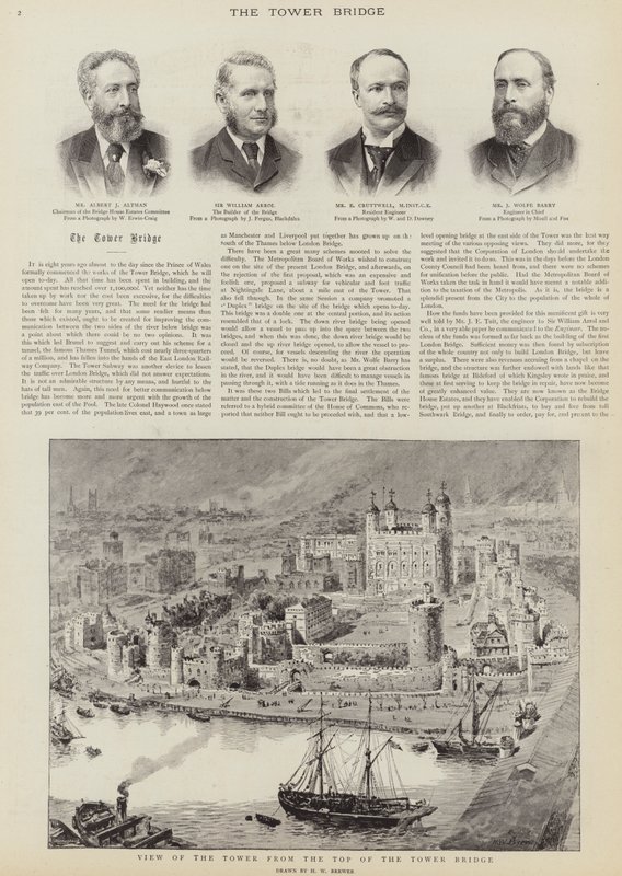 La costruzione del Tower Bridge, Londra da Henry William Brewer