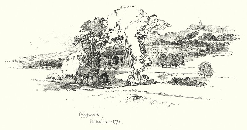 Chatsworth, Derbyshire, nel 1775 da Herbert (after) Railton