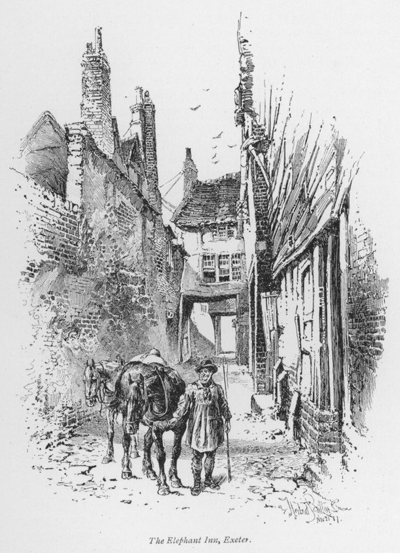 Coaching: The Elephant Inn, Exeter (litografia) da Herbert (after) Railton