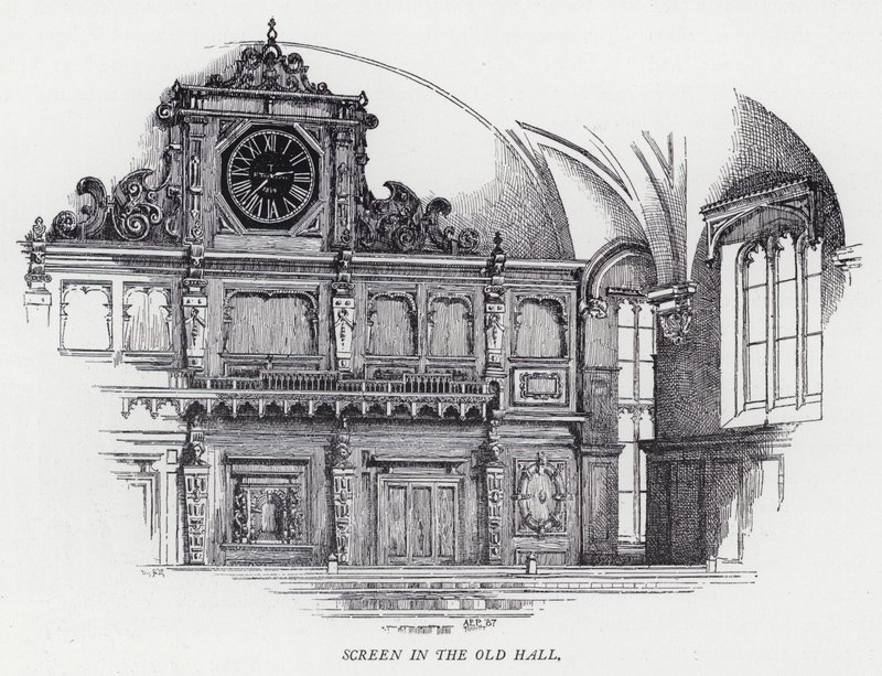 Schermo nella Old Hall da Herbert (after) Railton