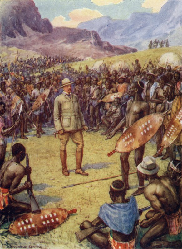 Cecil Rhodes, con i Matabeles da Howard Davie